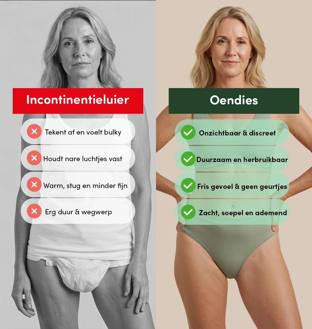 High Waist Brief | Kraftig urinlækage | Ultra blød & sømløs | 100% lækagesikker & Økologisk Bomuld | Grøn