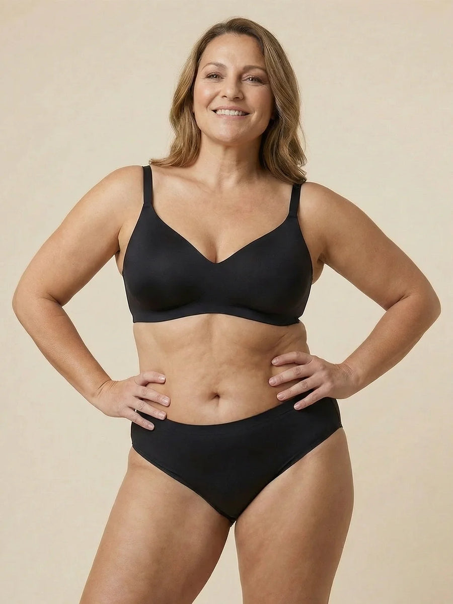 High Waist Brief | Kraftig urinlækage | Ultra blød & sømløs | 100% lækagesikker & økologisk bomuld | Sort