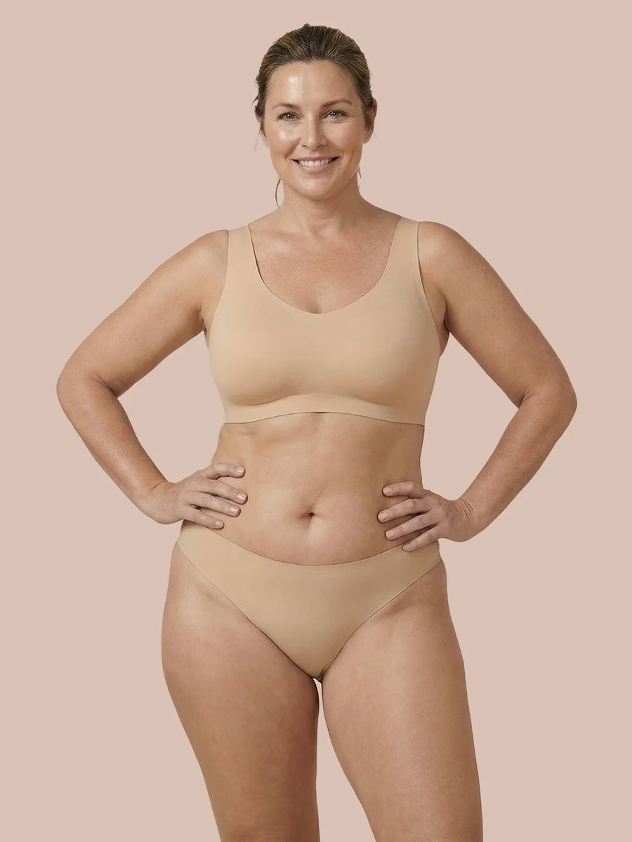 Sømløs Brazilian | Let urinlækage | Ultrablød & sømløs | 100% lækagesikker & økologisk bomuld | Apricot