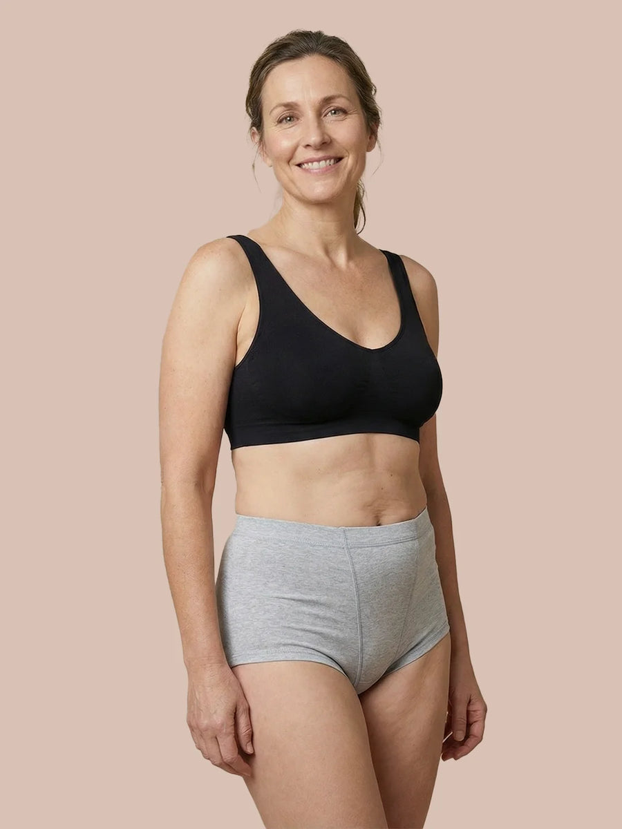 Inkontinens Boxershorts | Kraftig Urinlækage | 100% lækagesikker, dag & nat | Grå | Menstruationstrusser