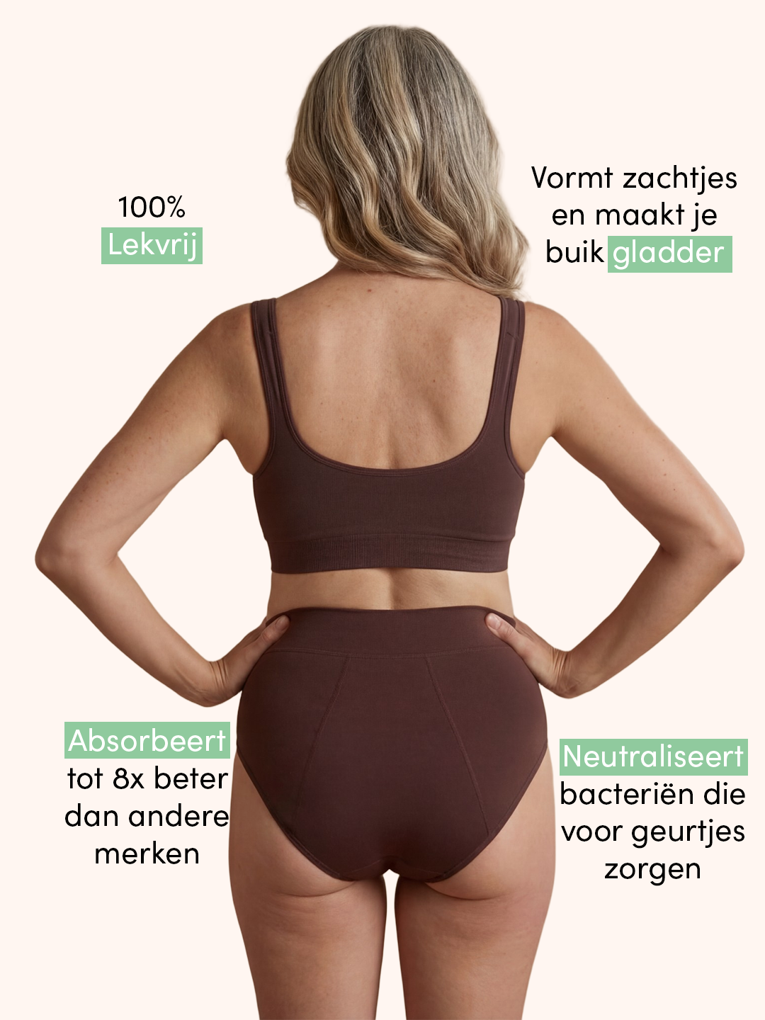 Huggster Brief | Pakke med 10 | Kraftig Urinlækage | 100% lækagesikker, dag & nat | Brun