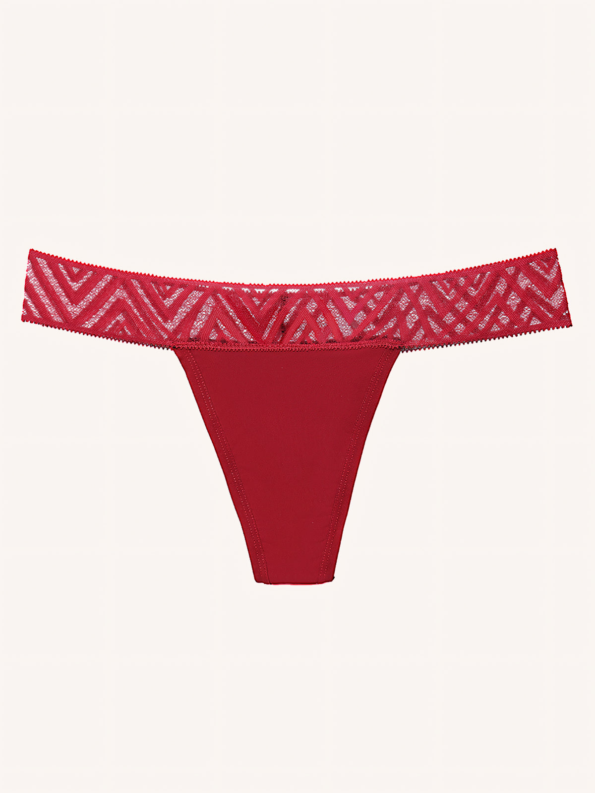 Menstruatie ondergoed rood, losse invisible string in vooraanzicht tegen een lichte achtergrond