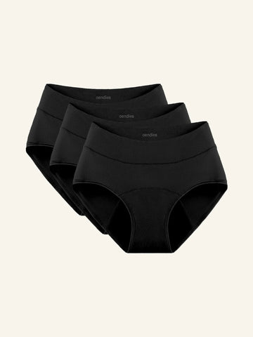 Huggster Brief | Pakke med 3 | Kraftig Urinlækage | 100% lækagesikker, dag & nat | Sort