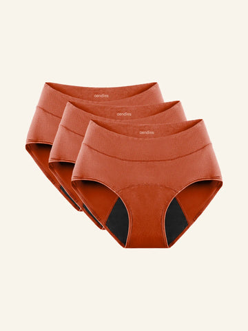 Huggster Brief | Pakke med 3 | Kraftig urinlækage | 100% lækagesikker, dag & nat | Orange