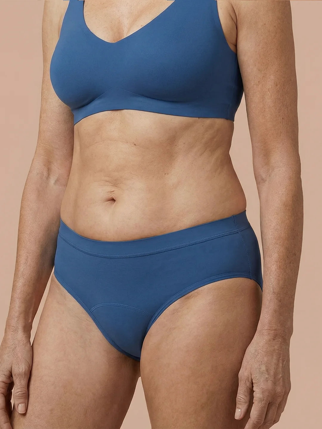 Sømløs Brief | Let urinlækage | Ultra blød & sømløs | 100% lækagesikker & økologisk bomuld | Blå | Menstruationstrusser