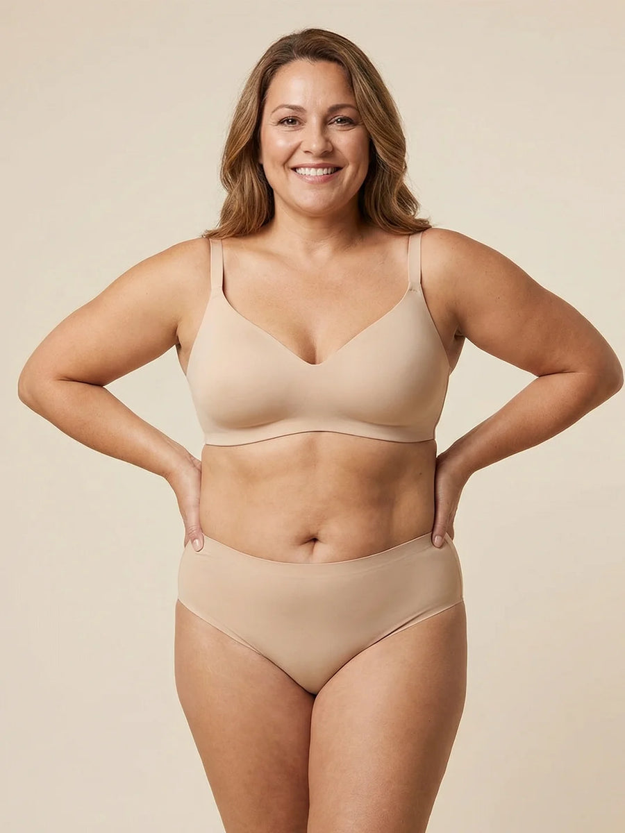High Waist Brief | Kraftig urinlækage | Ultra blød & sømløs | 100% lækagesikker & Økologisk Bomuld | Abrikos | Menstruationstrusser