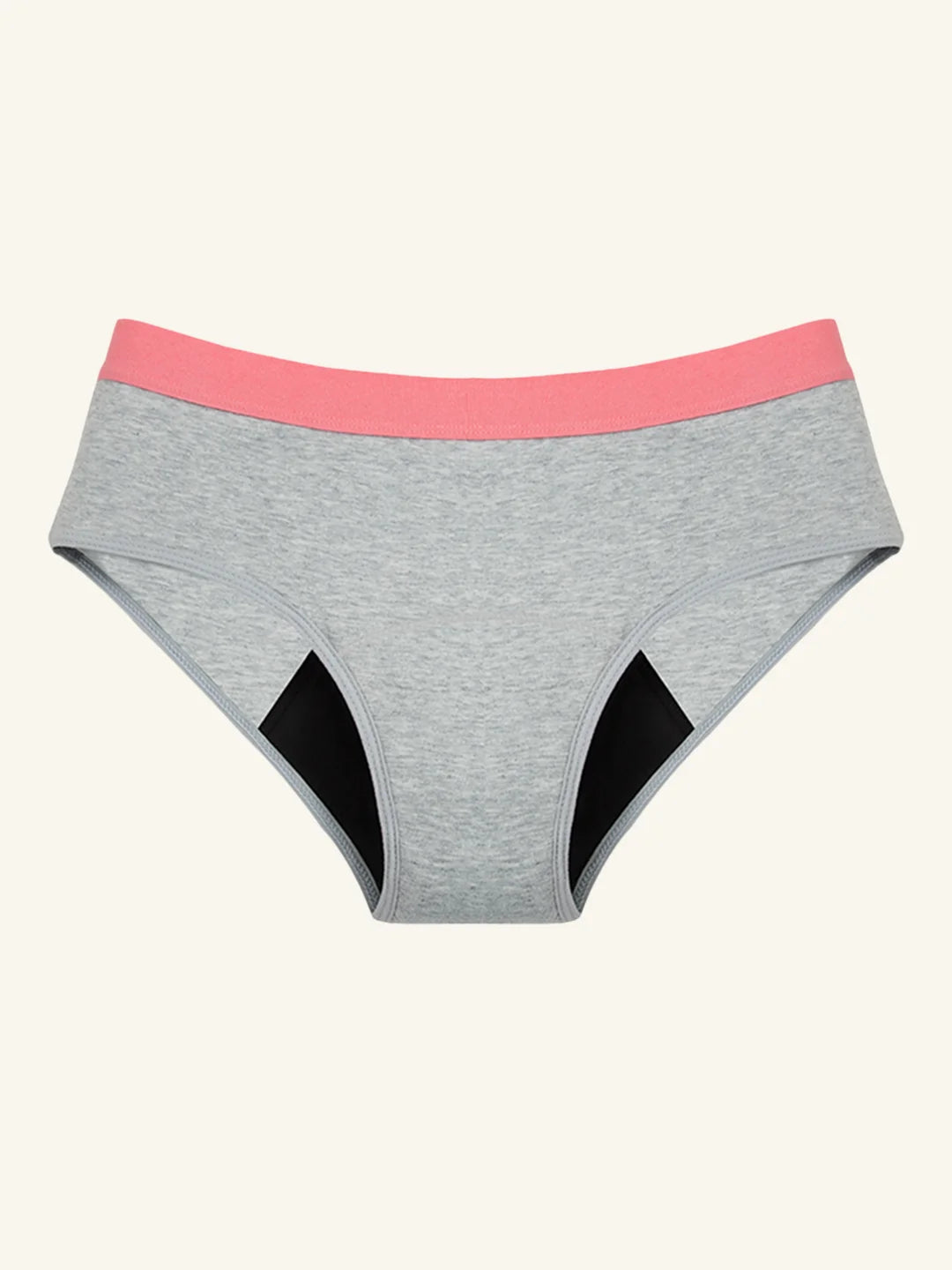 Hipster Brief | 100% lækagesikker, dag & nat | Grå-Laks | Menstruationstrusser