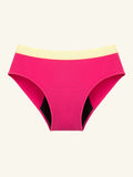 Menstruatie ondergoed rood geel, losse hipster brief in vooraanzicht tegen een lichte achtergrond
