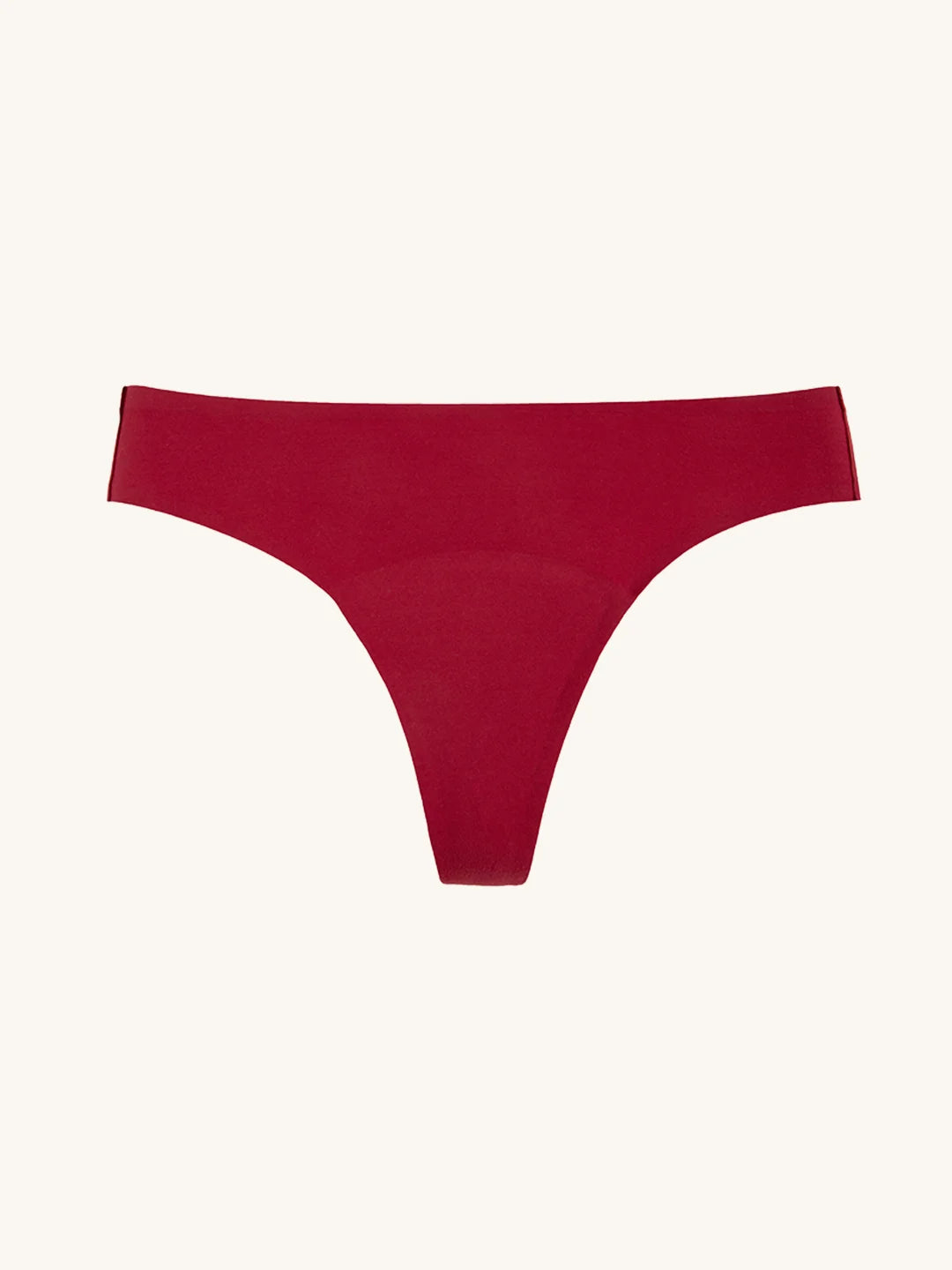 Menstruatie ondergoed rood, losse naadloze brazilian in vooraanzicht tegen een lichte achtergrond