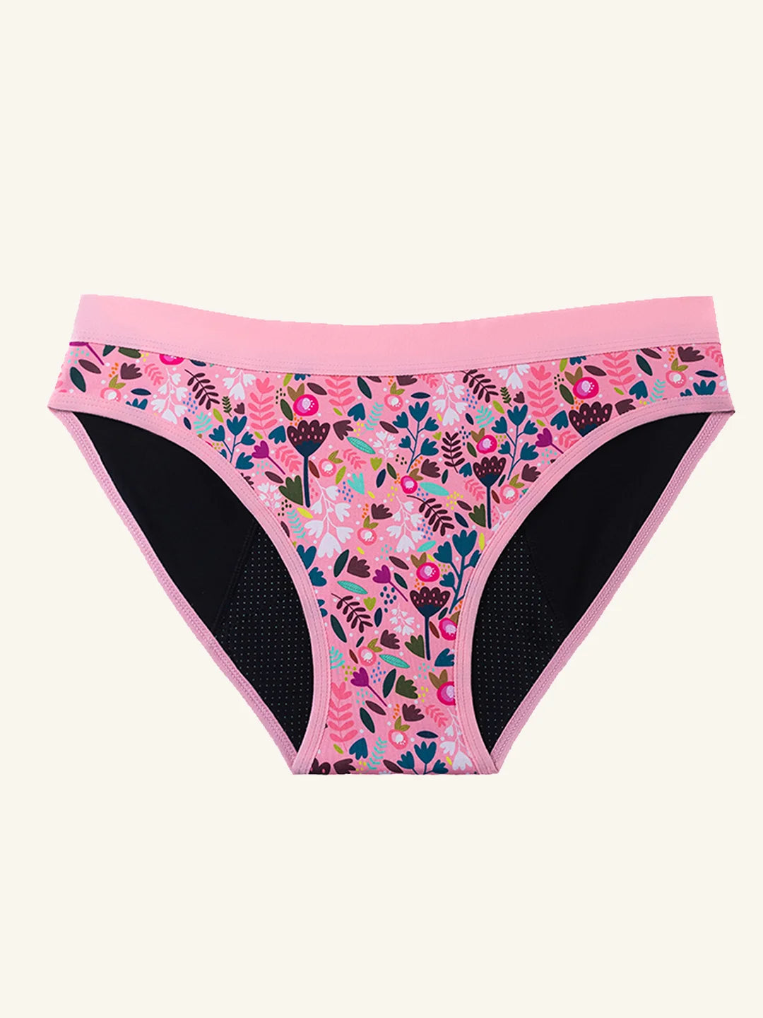 Menstruatie ondergoed tieners, losse flow girl power in vooraanzicht tegen een lichte achtergrond