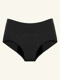 Menstruatie ondergoed zwart, losse classic brief in vooraanzicht tegen een lichte achtergrond